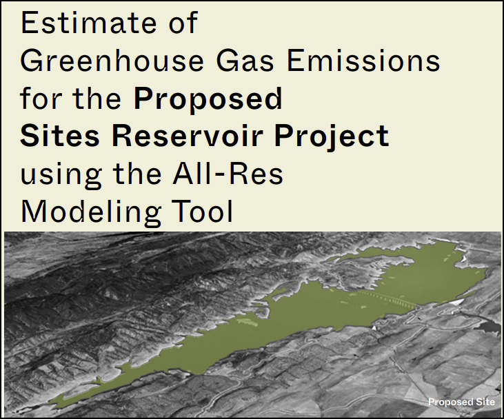 PRESS RELEASE: Scientific Report: Yearly Greenhouse Gas Pollution From Proposed Sites Dam and Reservoir Project Would Equal 80,000 Gas-Powered Cars